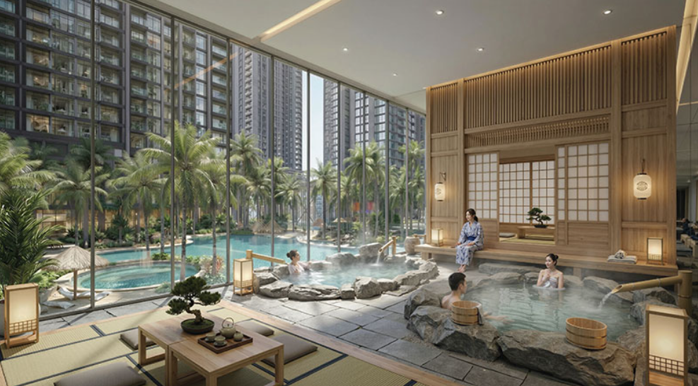 Tiện ích khoáng nóng ALUMI: Bể Onsen tầng 3, Sky Ring, Hub năng lượng