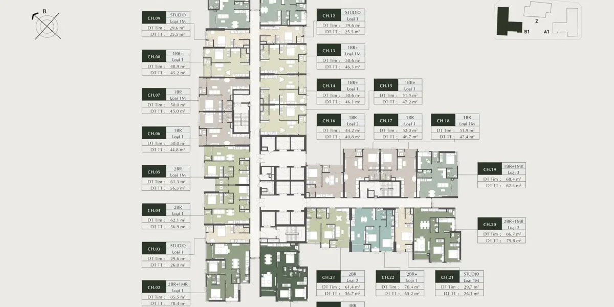 Thiết kế & mặt bằng Lumiere Prime Hills — 2 tháp 45 tầng, Studio HBA